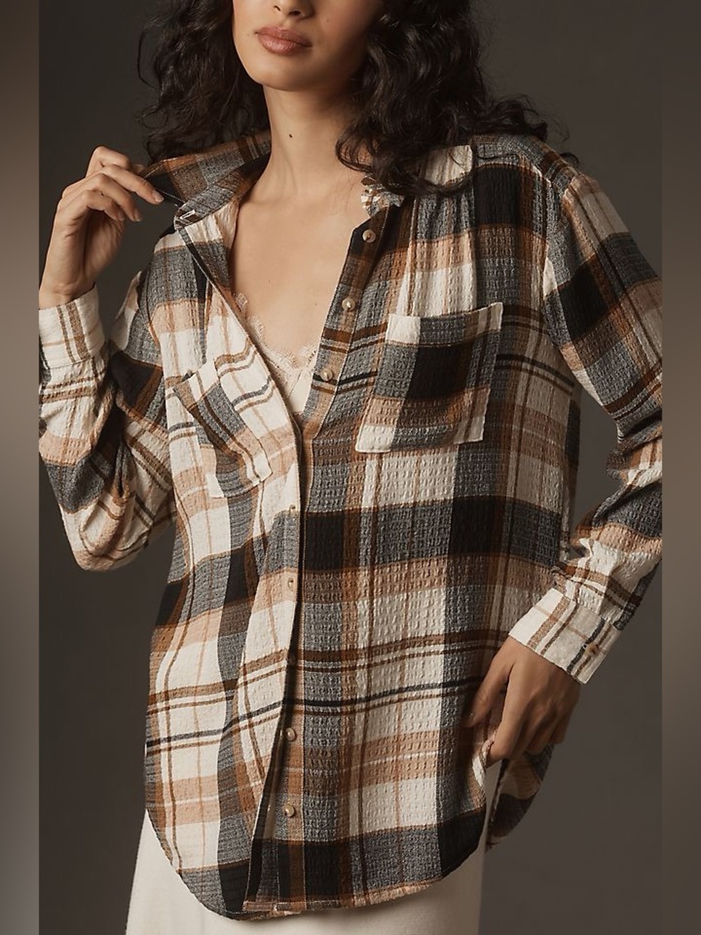 Anthropologie Pilcro Long Sleeve Checkered Flannel Shirt